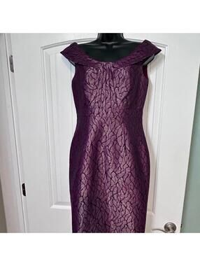 💜 Kay Unger Purple Metallic Cocktail Dress 4 | Elegant MOB/MOG Cruise Formal